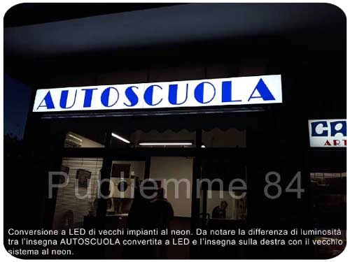 Insegne luminose led Conversione vecchi impianti al neon con led
