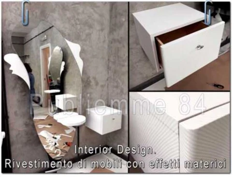 Rivestimento di mobili con adesivi materici Interior Design. Cambia effetto ai tuoi mobili.