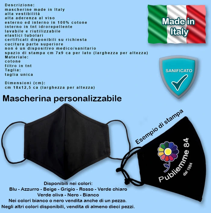 Mascherine personalizzate Mascherine personalizzate made in Italy