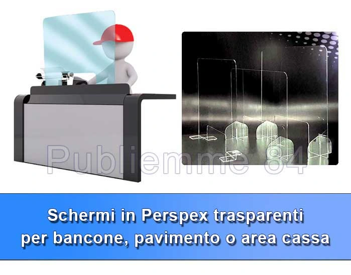 Protezione in plexiglass per area cassa